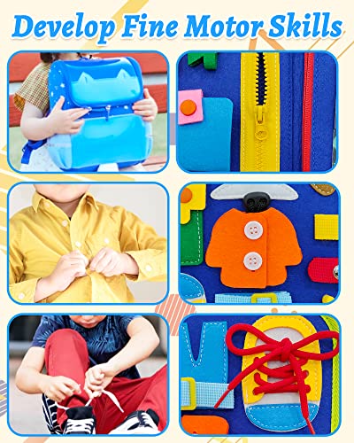 Exorany Busy Board Montessori Toys for 1 2 3 4 Year Old Boys & Girls Gifts, Sensory Toys for Toddlers 1-3, Autism Educational Travel Toys, Preschool Activities for Learning Fine Motor Skills (Blue) from Exorany