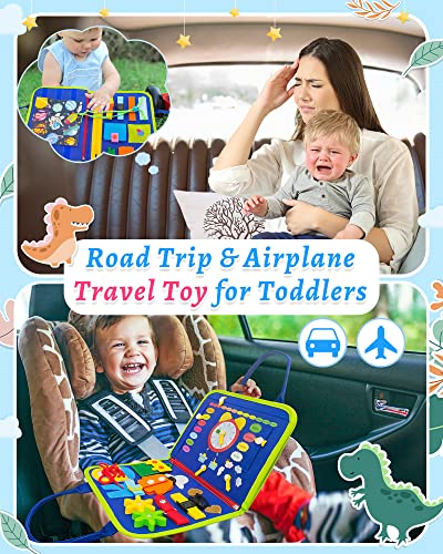 Exorany Busy Board Montessori Toys for 1 2 3 4 Year Old Boys & Girls Gifts, Sensory Toys for Toddlers 1-3, Autism Educational Travel Toys, Preschool Activities for Learning Fine Motor Skills (Blue) from Exorany