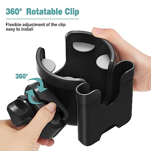 Guiseapue Stroller Cup Holder with Phone Holder, Universal Bottle Holder for Wheelchair, Walker, Bike, Scooter, Stroller Accessories for Uppababy, Nuna, Bugaboo, Doona, Gifts for Women, Mom, Men from Guiseapue