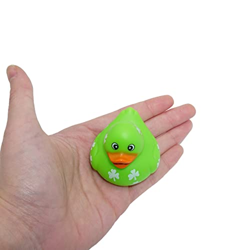 4E's Novelty 24 Pack St Patricks Day Rubber Ducks - 2 inch Green Shamrock Rubber Duckies Bulk - St. Patrick's Day Gifts for Kids Party Favors Accessories by 4E's Novelty