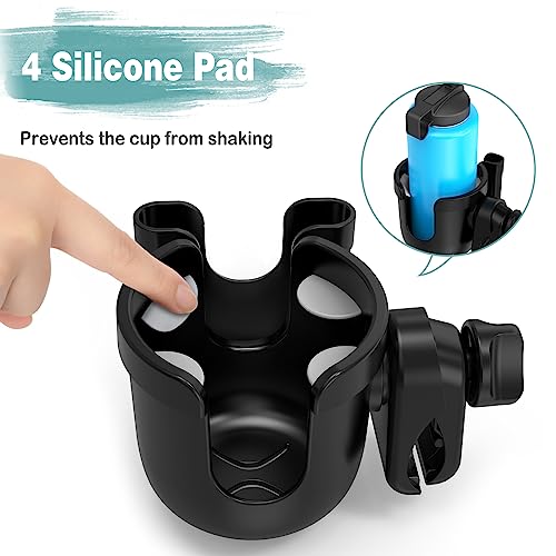 Guiseapue Stroller Cup Holder with Phone Holder, Universal Bottle Holder for Wheelchair, Walker, Bike, Scooter, Stroller Accessories for Uppababy, Nuna, Bugaboo, Doona, Gifts for Women, Mom, Men from Guiseapue