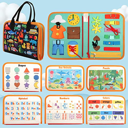 Busy Board for Toddlers Montessori Toy, Multiple Page Quiet Book Autism Sensory Toy Activity Board for Preschool Educational Toys for 1 2 3 4 Years Old, Baby Travel Toy Gifts for Boys and Girls from SMALL FISH
