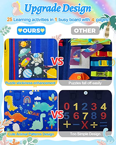 Exorany Busy Board Montessori Toys for 1 2 3 4 Year Old Boys & Girls Gifts, Sensory Toys for Toddlers 1-3, Autism Educational Travel Toys, Preschool Activities for Learning Fine Motor Skills (Blue) from Exorany