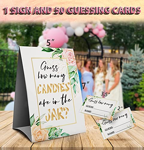 Green Leaf Safflower Guess How Many Candies Are In The Jar, Baby Shower Sign -1 Sign and 50 Guessing Cards(12A) from 
