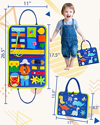 Exorany Busy Board Montessori Toys for 1 2 3 4 Year Old Boys & Girls Gifts, Sensory Toys for Toddlers 1-3, Autism Educational Travel Toys, Preschool Activities for Learning Fine Motor Skills (Blue) from Exorany