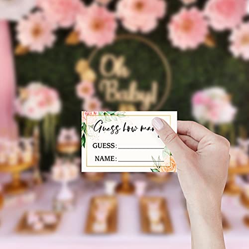 Green Leaf Safflower Guess How Many Candies Are In The Jar, Baby Shower Sign -1 Sign and 50 Guessing Cards(12A) from 