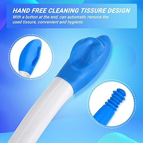 Foldable Toilet Aids for Wiping, Jhua 15.7" Long Reach Comfort Wipe Bottom Grips with Hook, Toilet Paper Aids Tools Tissue Grip Self Wipe Assist Holder, Blue by Jhua