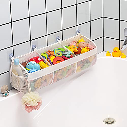 Austion Original 3 Compartment Horizontal Large Openings Bath Toy Organizer for Tub, Capacity Upgrade Bath Toy Storage and Holder, Bathtub Toy Holder for Easy Access and Sorting of Toys. from Austion
