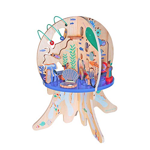 Manhattan Toy Deep Sea Adventure Wooden Toddler Activity Center with Clacking Clams, Spinning Gears, Gliders and Bead Runs from Manhattan Toy