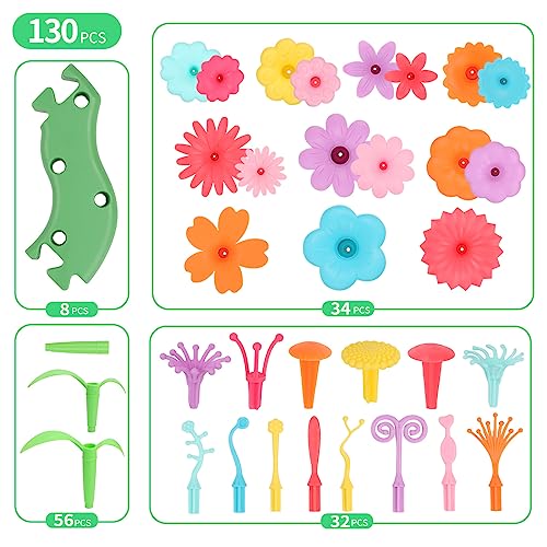 Girls Toys Age 3-6 Year Old Toddler Toys for Girls Gifts Flower Garden Building Toy Educational Activity Stem Toys(130 PCS) by CENOVE