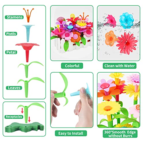 Girls Toys Age 3-6 Year Old Toddler Toys for Girls Gifts Flower Garden Building Toy Educational Activity Stem Toys(130 PCS) by CENOVE
