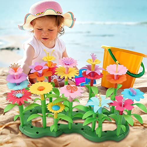 Girls Toys Age 3-6 Year Old Toddler Toys for Girls Gifts Flower Garden Building Toy Educational Activity Stem Toys(130 PCS) by CENOVE