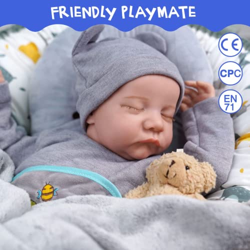 JIZHI Lifelike Reborn Baby Dolls Boys Soft Full Vinyl Body 17 Inch Sleeping Realistic Newborn Baby Dolls Real Life Baby Dolls Gift Set Kids Toys for Age 3+ by JIZHI