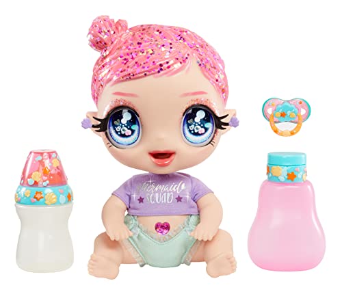MGA Entertainment Glitter Baby Marina Finley Baby Doll with 3 Magical Color Changes, Pink Glitter Hair, Mermaid Squad Outfit, Diaper, Bottle, Pacifier Gift for Kids, Toy for Girls Boys Ages 3 4 5+ by MGA Entertainment