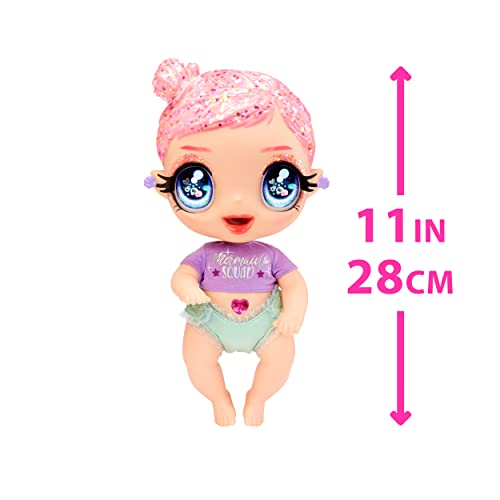 MGA Entertainment Glitter Baby Marina Finley Baby Doll with 3 Magical Color Changes, Pink Glitter Hair, Mermaid Squad Outfit, Diaper, Bottle, Pacifier Gift for Kids, Toy for Girls Boys Ages 3 4 5+ by MGA Entertainment