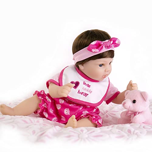 Aori Lifelike Reborn Baby Dolls Pink Bassinet 18 inch Realistic Newborn Girl Doll in Soft Vinly and Weighted Body with 9-Piece Gift Set from Aori