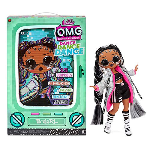 LOL Surprise OMG Dance Dance Dance B-Gurl Fashion Doll with 15 Surprises Including Magic Black Light, Shoes, Hair Brush, Doll Stand and TV Package - Great Gift for Girls Age 4+ by MGA Entertainment