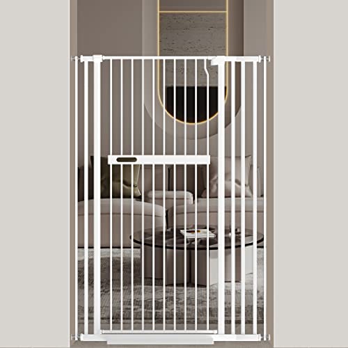 WAOWAO 55.11" Extra Tall Cat Pet Gate Wide Pressure Mounted Walk Through Swing Auto Close Safety White Metal Baby Toddler Kids Child Dog Pet Puppy Cat for Indoor Stairs,Doorways, Kitchen 30.11-66.11" by WAOWAO