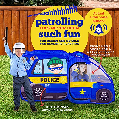 Police Car Pop Up Play Tent with Sound Button for Kids, Toddlers, Boys, Girls, Indoors & Outdoors â Playhouse for Interactive Fun - Foldable, Quick Setup Pretend Play Toys & Gift by Kiddzery