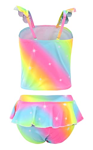 Akokvlar Two Pieces Unicorn Swimsuit Mermaid Bikinis Tankini Bathing Suit for Little Girls (4T, Rainbow Style Unicorn) from Akokvlar