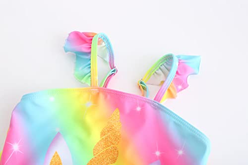 Akokvlar Two Pieces Unicorn Swimsuit Mermaid Bikinis Tankini Bathing Suit for Little Girls (4T, Rainbow Style Unicorn) from Akokvlar