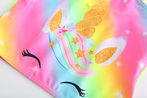 Akokvlar Two Pieces Unicorn Swimsuit Mermaid Bikinis Tankini Bathing Suit for Little Girls (4T, Rainbow Style Unicorn) from Akokvlar