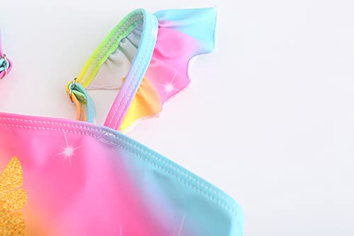 Akokvlar Two Pieces Unicorn Swimsuit Mermaid Bikinis Tankini Bathing Suit for Little Girls (4T, Rainbow Style Unicorn) from Akokvlar