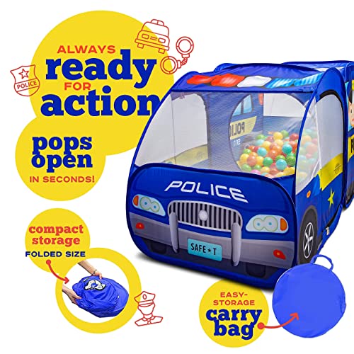 Police Car Pop Up Play Tent with Sound Button for Kids, Toddlers, Boys, Girls, Indoors & Outdoors â Playhouse for Interactive Fun - Foldable, Quick Setup Pretend Play Toys & Gift by Kiddzery