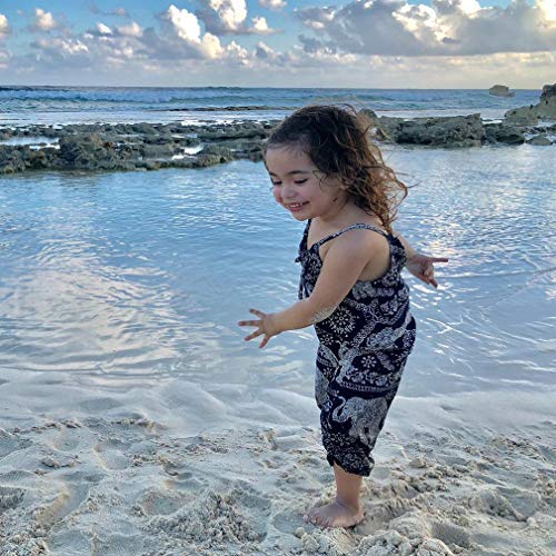 2Pcs/Set Kids Baby Girls Elephant Jumpsuit Romper, Straps Tops+Harem Pants Outfit (2-3 Years, Blue) from BULINGNA