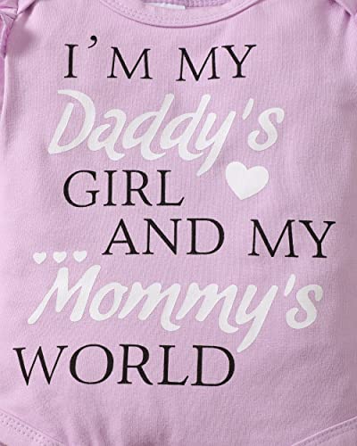 Renotemy Infant Girl Clothes Newborn Outfits Gifts Short Sleeve Romper Pants Set 0-3 Months Baby Girl Clothes Outfit Sets Taro Purple from 