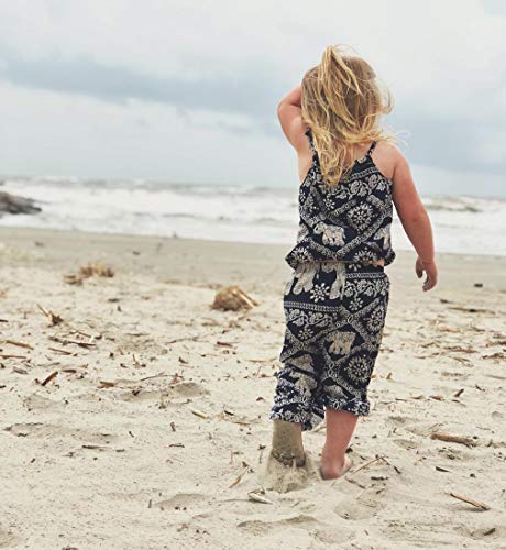 2Pcs/Set Kids Baby Girls Elephant Jumpsuit Romper, Straps Tops+Harem Pants Outfit (2-3 Years, Blue) from BULINGNA