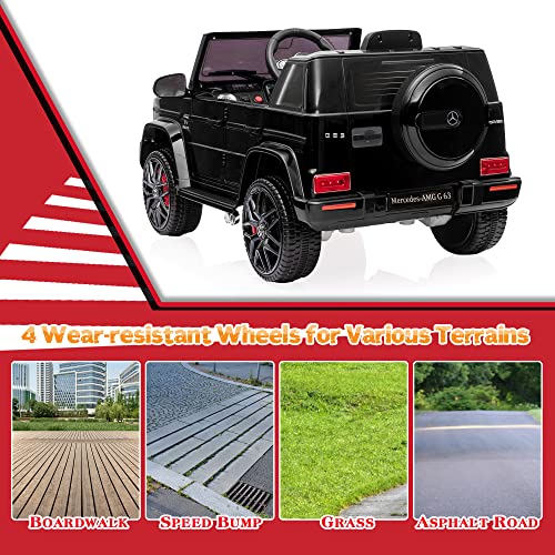 TOBBI Electric Car for Kids, Licensed Mercedes Benz G63 Kids' Electric Vehicle, 12V Kids Ride On Car with Parents Remote Control, Openable Doors/Spring Suspension System/Music's Play/Led Lights-Black from TOBBI