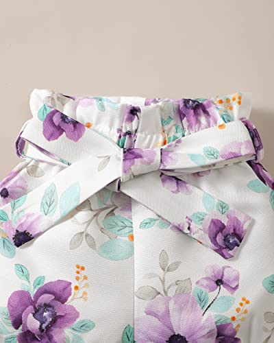 Renotemy Infant Girl Clothes Newborn Outfits Gifts Short Sleeve Romper Pants Set 0-3 Months Baby Girl Clothes Outfit Sets Taro Purple from 