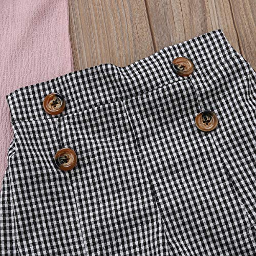 Toddler Baby Girl Sleeveless Tops Plaid Button Summer Shorts Set Clothes Outfits (Pink, 6) by 
