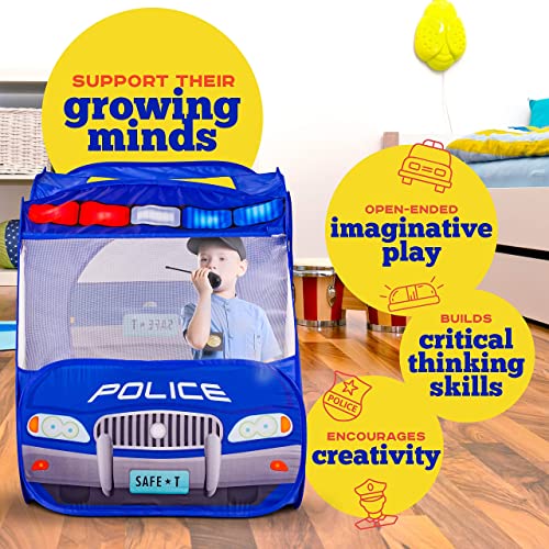 Police Car Pop Up Play Tent with Sound Button for Kids, Toddlers, Boys, Girls, Indoors & Outdoors â Playhouse for Interactive Fun - Foldable, Quick Setup Pretend Play Toys & Gift by Kiddzery