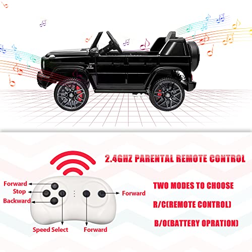 TOBBI Electric Car for Kids, Licensed Mercedes Benz G63 Kids' Electric Vehicle, 12V Kids Ride On Car with Parents Remote Control, Openable Doors/Spring Suspension System/Music's Play/Led Lights-Black from TOBBI