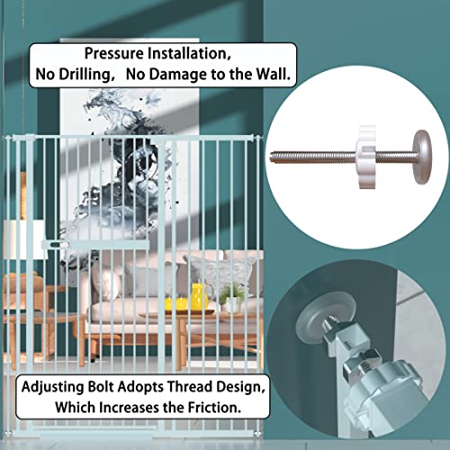 WAOWAO 55.11" Extra Tall Cat Pet Gate Wide Pressure Mounted Walk Through Swing Auto Close Safety White Metal Baby Toddler Kids Child Dog Pet Puppy Cat for Indoor Stairs,Doorways, Kitchen 30.11-66.11" by WAOWAO