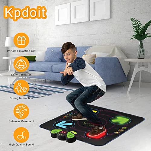 Dance Mat, Elec-tronic Dance Mats with Anti-Slip Mat,Wire-Less Blue-Tooth, Light up Dance Mat, Built-in Music, 8 Levels of Dancing, Birthday Gifts for Kids Ages 3-12 from Kpdoit