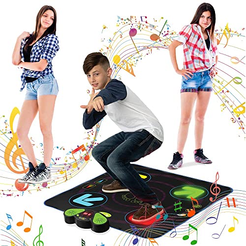 Dance Mat, Elec-tronic Dance Mats with Anti-Slip Mat,Wire-Less Blue-Tooth, Light up Dance Mat, Built-in Music, 8 Levels of Dancing, Birthday Gifts for Kids Ages 3-12 from Kpdoit