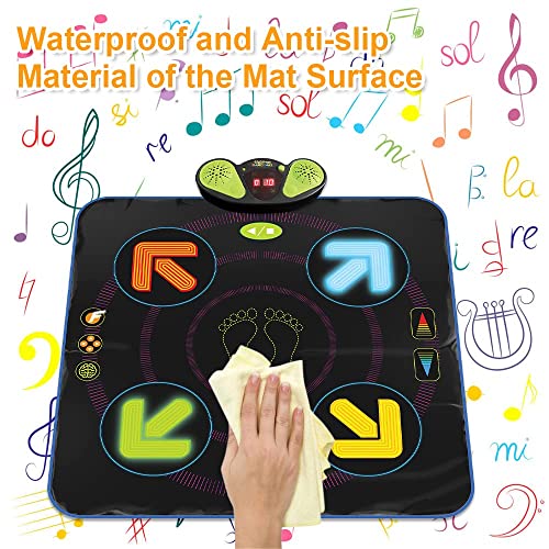 Dance Mat, Elec-tronic Dance Mats with Anti-Slip Mat,Wire-Less Blue-Tooth, Light up Dance Mat, Built-in Music, 8 Levels of Dancing, Birthday Gifts for Kids Ages 3-12 from Kpdoit
