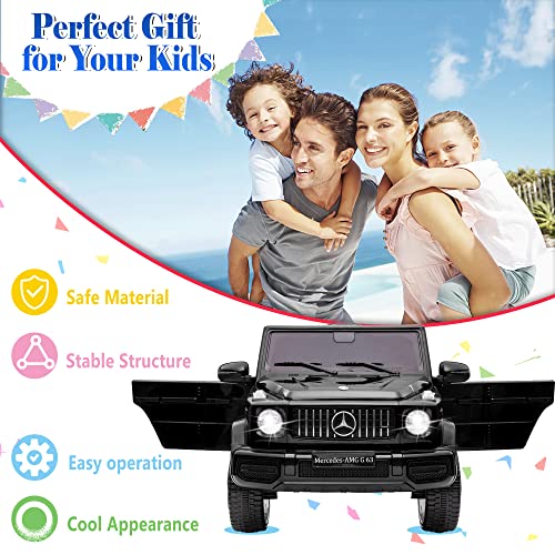 TOBBI Electric Car for Kids, Licensed Mercedes Benz G63 Kids' Electric Vehicle, 12V Kids Ride On Car with Parents Remote Control, Openable Doors/Spring Suspension System/Music's Play/Led Lights-Black from TOBBI