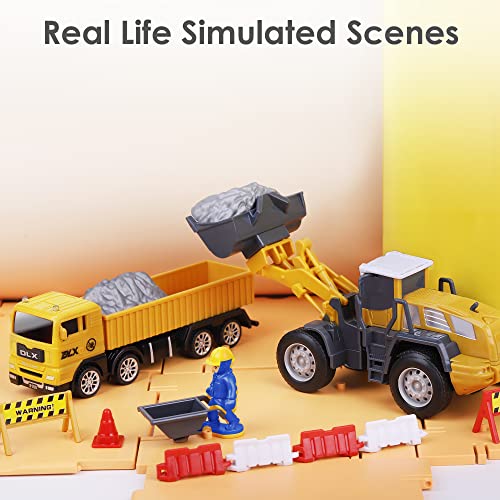 iPlay, iLearn Construction Site Vehicles Toy Set, Kids Engineering Playset, Tractor, Digger, Crane, Dump Trucks, Excavator, Cement, Steamroller, Birthday Gift for 3 4 5 Year Old Toddlers Boys Children by iPlay, iLearn