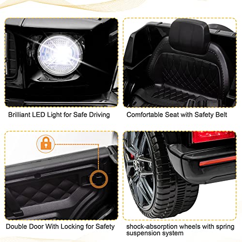 TOBBI Electric Car for Kids, Licensed Mercedes Benz G63 Kids' Electric Vehicle, 12V Kids Ride On Car with Parents Remote Control, Openable Doors/Spring Suspension System/Music's Play/Led Lights-Black from TOBBI