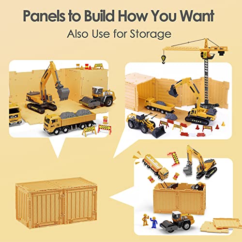 iPlay, iLearn Construction Site Vehicles Toy Set, Kids Engineering Playset, Tractor, Digger, Crane, Dump Trucks, Excavator, Cement, Steamroller, Birthday Gift for 3 4 5 Year Old Toddlers Boys Children by iPlay, iLearn