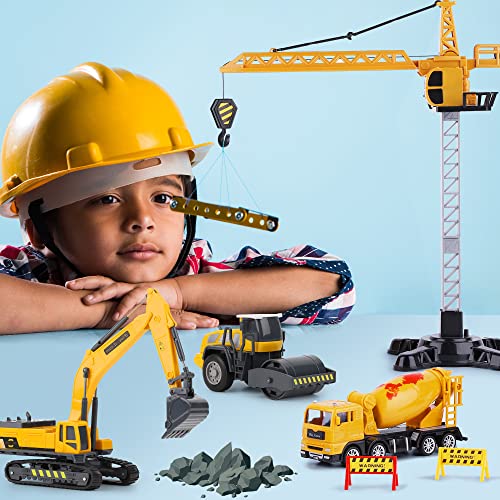 iPlay, iLearn Construction Site Vehicles Toy Set, Kids Engineering Playset, Tractor, Digger, Crane, Dump Trucks, Excavator, Cement, Steamroller, Birthday Gift for 3 4 5 Year Old Toddlers Boys Children by iPlay, iLearn