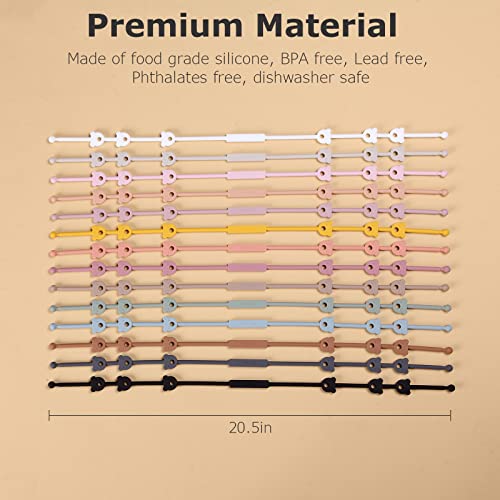 Eoopoon 4 Pack Toy Safety Straps, Stretchable Silicone Pacifier Chains, Adjustable Baby Bottle Toy Teethers Harness Strollers Straps for High Chair, Hanging Baskets, Cribs, Car Seat, Shopping Trolley from Eoopoon