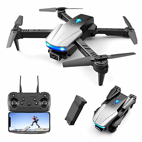 Bzdzmqm Drone with Dual 4K Camera, 2023 Foldable HD Drone for Kids & Adults, RC Quadcopter Helicopter, 3-Sided Infrared Avoidance, WiFi FPV, Altitude Hold, Headless Mode, LED Night Wide by Bzdzmqm