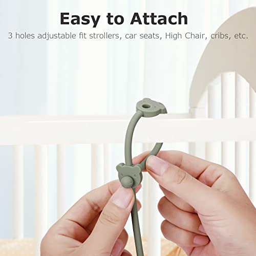 Eoopoon 4 Pack Toy Safety Straps, Stretchable Silicone Pacifier Chains, Adjustable Baby Bottle Toy Teethers Harness Strollers Straps for High Chair, Hanging Baskets, Cribs, Car Seat, Shopping Trolley from Eoopoon