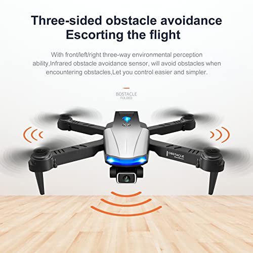 Bzdzmqm Drone with Dual 4K Camera, 2023 Foldable HD Drone for Kids & Adults, RC Quadcopter Helicopter, 3-Sided Infrared Avoidance, WiFi FPV, Altitude Hold, Headless Mode, LED Night Wide by Bzdzmqm