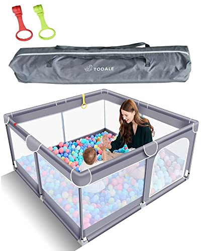TODALE Baby Playpen for Toddler, Large Baby Playard, Indoor & Outdoor Kids Activity Center with Anti-Slip Base, Sturdy Safety Play Yard with Soft Breathable Mesh, Playpen for Babies(Gray,50âÃ50â) by ZHONG SHAN SHI JIA LI BAO WU JIN ZHI PIN YOU XIAN GONG S